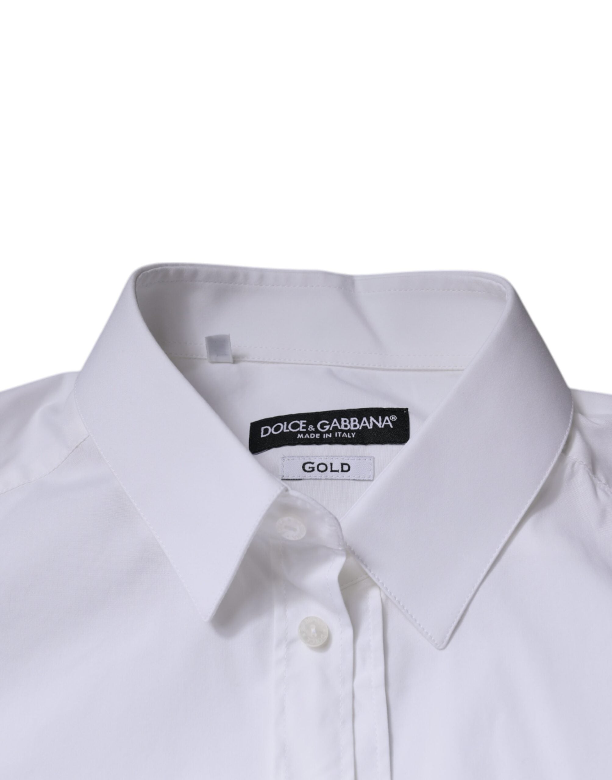 Dolce & Gabbana White cotton shirt with long sleeves GOLD